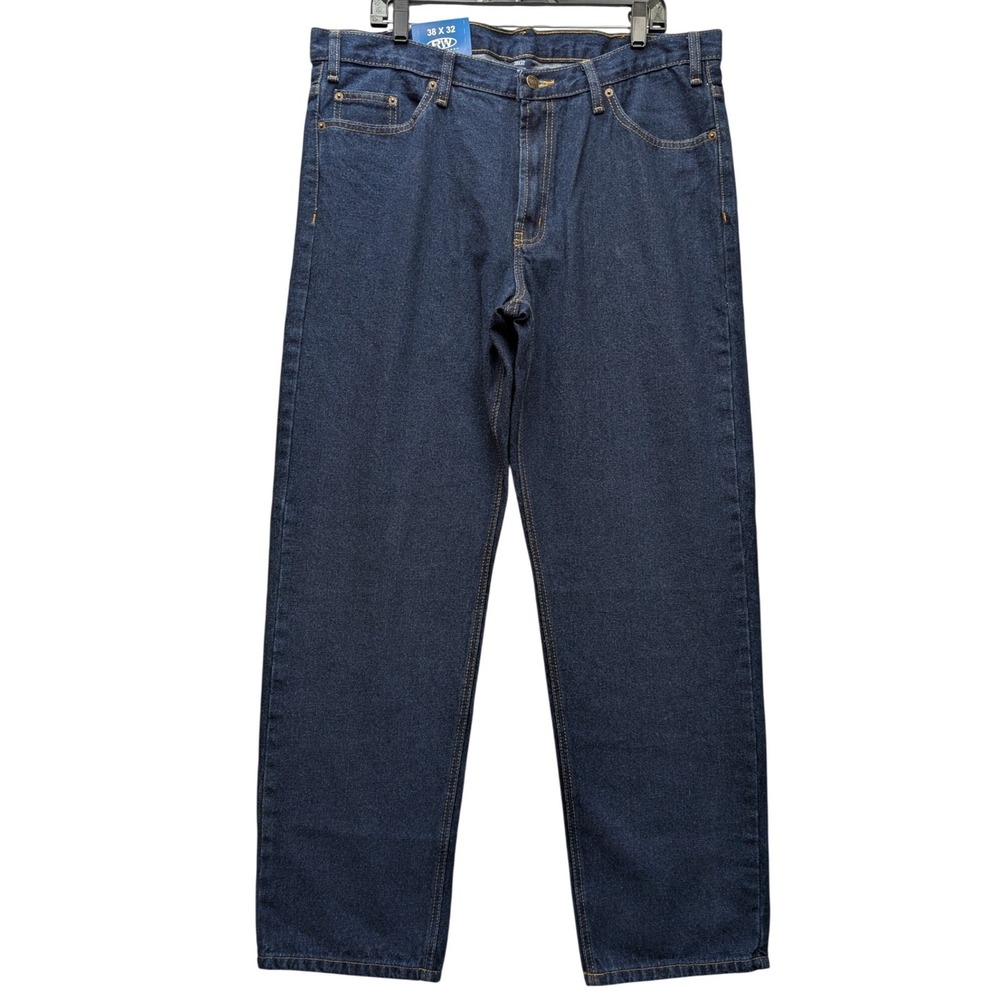 NWT Rugged Wear Jeans Mens 38x32 Blue Relaxed Fit 5-Pocket Heavyweight Cotton